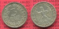 Weimarer Republik Deutsches Reich 3 Mark Kursmünze Silber Weimarer Republik 3 Mark Kursmünze 1931 A Silber sehr schön Oakleaf