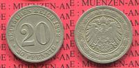 Kaiserreich German Empire 20 Pfennig Kursmünze 20 Pfennig Cu/Ni, 1892 J, J. 14 großer Adler Circulation Coin
