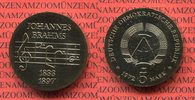 DDR 5 Mark DDR Gedenkmünze Cu/Ni Neusilber Johannes Brahms Neusilber
