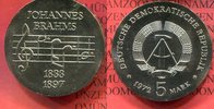 DDR GDR Deutsche Demokratische Republik 5 Mark Neusilber Gedenkmünze DDR 5 Mark Gedenkmünze Neusilber 1972 Johannes Brahms 1833-1897