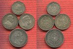 Preußen Lot von 4 Münzen Silber Kaiserreich Lot von 4 Münzen 2 Mark, 2 x 3 Mark und 5 Mark
