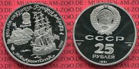 Russland Russia UDSSR 25 Rubel Palladium 1 Unze Schiffsmotiv Russland 25 Rubel 1991, Palladium, 1 Unze, Novo Archangelsk Dreimaster, PP