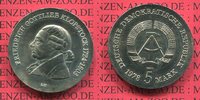 DDR East Germany 5 Mark Gedenkmünze Cu/Ni Neusilber DDR 5 Mark 1978 Cu/Ni Friedrich Gottlieb Klopstock, 175. Todestag