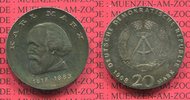 DDR East Germany 20 Mark Silbermünze DDR 100. Geburtstag von Karl Marx, Tolle patina, Monster Toner !