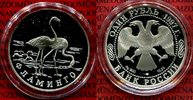 Russland 1 Rubel Silber Gefährdete Tierwelt Flamingo