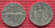 Weimarer Republik Deutsches Reich 5 Mark Silbermünze Silver Coin Zeppelin Weltflug LZ 127 1929, Silber