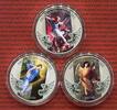 Salomonen, Solomon Islands 3 x 1 Dollar Farbmünzen Erzengel Serie Raphael, Michael und Gabriel PP Archangel