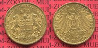 Hamburg, German Empire Free City of 20 Mark Goldmünze Stadtwappen Gold