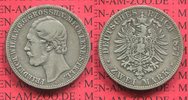 Mecklenburg Strelitz 2 Mark Silber Kursmünze Mecklenburg Strelitz, 2 Mark 1877, Friedrich Wilhelm