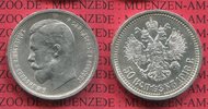 Rußland Russia 1/2 Rubel 50 Kopeken half Rouble Nikolaus II.