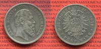 Württemberg 5 Mark Silbermünze König Karl