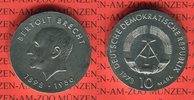DDR Eastern Germany 10 Mark Gedenkmünze 75. Geburtstag Bertolt Brecht