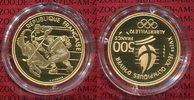 Frankreich France 500 Francs Goldmünze Winter Olympics Albertville Eishockey ice Hockey