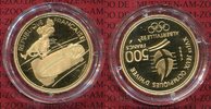 Frankreich France 500 Francs Goldmünze Winter Olympics Albertville Bobfahren Bobsleigh