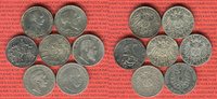 Baden, Preußen, Württemberg 7 x 2 Mark Silbermünzen Kaiserreich Lot 7 Typen