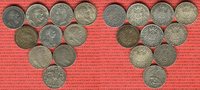Baden, Bayern, Preußen, Württemberg 10 x 2 Mark Silbermünzen Kaiserreich Lot 10 Typen