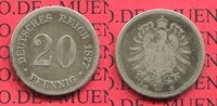 Kaiserreich Germany 20 Pfennig Silbermünze kleiner Adler, Sehr seltenes Jahr Key Date
