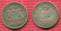 Hamburg 5 Mark Silbermünze Stadtwappen