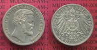 Reuss ältere Linie 2 Mark Silbermünze Heinrich XXII. 25. Regierungsjubiläum