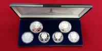 Russland 2 x 10, 4 x 5 Rubel Silber Olympische Spiele in Moskau PP