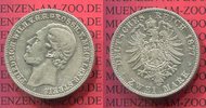 Mecklenburg Strelitz 2 Mark Silber Kursmünze Friedrich Wilhelm