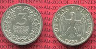 Weimarer Republik Deutsches Reich 3 Mark Kursmünze Silber Kursmünze Oakleaf
