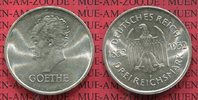 Weimarer Republik Deutsches Reich 3 Mark Silber Gedenkmünze 100. Todestag von Goethe