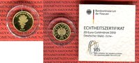 Deutschland BRD 20 Euro Goldmünze 1/8 Unze Deutscher Wald Eiche - minimaler Schrötlingsfehler