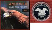 Andorra 1 Diner Adler 1 Unze Silber - Selten in PP - Silver Eagle Proof