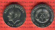 DDR 10 Mark Silbergedenkmünze Gedenkmünze 75. Geburtstag Bertolt Brecht