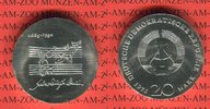 DDR 20 Mark Silbergedenkmünze Gedenkmünze 225. Todestag Johann Sebastian Bach