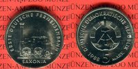 DDR 5 Mark Neusilber Gedenkmünze 150. Jahrestag Einsatz der ersten deutschen Ferneisenbahn