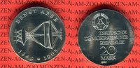 DDR 20 Mark Silbergedenkmünze Gedenkmünze 75. Todestag Ernst Abbe