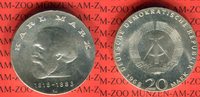 DDR 20 Mark Silbergedenkmünze Gedenkmünze 150. Geburtstag Karl Marx