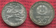 DDR 20 Mark Silbermünze DDR 200. Geburtstag der Gebrüder Grimm, Gestiefelter Kater