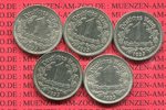 III. Reich 1 Reichsmark Nickel Kursmünze Nickel 5 Münzen A D E F G