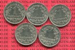 III. Reich 1 Reichsmark Nickel Kursmünze Nickel 5 Münzen A E F G J (E, F, G prfr., E, F, G unc )