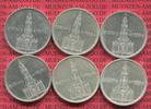 III. Reich 6 x 2 Reichsmark Geenkmünzen Satz 1934 A D F G J, Potsdam Church Garnisonkirche Satz Set