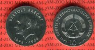 DDR 10 Mark Silbergedenkmünze Gedenkmünze 75. Geburtstag Bertolt Brecht