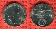 DDR 10 Mark Silbergedenkmünze Gedenkmünze 150. Todestag Georg W. F. Hegel