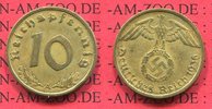 III. Reich, Weimarer Republik 10 Pfennig Kursmünze mit Hoheitszeichen 1936 A mit Hakenkreuz Swastika Typ rare