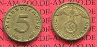 III. Reich, Weimarer Republik 5 Pfennig Kursmünze mit Hoheitszeichen mit Reichsadler w Swastika Key date Jahrgang