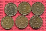 III. Reich, 2 Pfennig Kursmünze mit Hoheitszeichen Jahrgang Komplett mit Reichsadler Swastika all 1937 Mintmarks 6 Stück