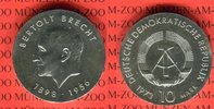 DDR 10 Mark Silbergedenkmünze Gedenkmünze 75. Geburtstag Bertolt Brecht