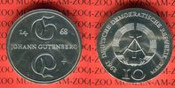 DDR 10 Mark Silbergedenkmünze Silbergedenkmünze 500. Todestag Johannes Gutenberg