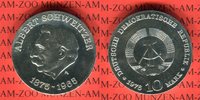 DDR 10 Mark Silbergedenkmünze Gedenkmünze 100. Geburtstag Albert Schweitzer