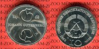 DDR 10 Mark Silbergedenkmünze Gedenkmünze 500. Todestag Johannes Gutenberg