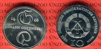 DDR 10 Mark Silbergedenkmünze Gedenkmünze 500. Todestag Johannes Gutenberg