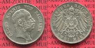 Sachsen 2 Mark Silbermünze Kursmünze leichte Tönung Circulation coin Georg