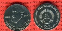 DDR 20 Mark Silbergedenkmünze Gedenkmünze 150. Geburtstag Wilhelm Liebknecht